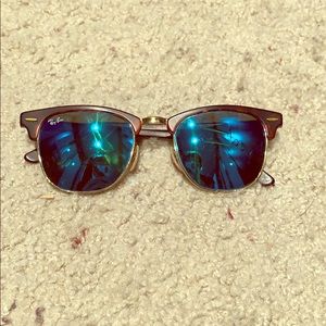 Ray-Ban Clubmaster Blue Flash Tortoise Sunglasses